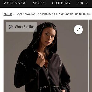 AKIRA COZY HOLIDAY RHINESTONE ZIP UP SWEATSHIRT IN BLACK Size XLXL